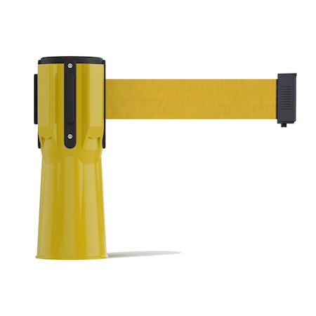 Montour Line Retractable Belt Barrier Cone Mount Yellow Case 9ft. Yellow Belt CP100-YW-YW-90